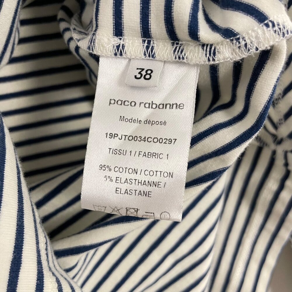 Paco Rabanne Striped Snap Button Asymmetric Drape Front Top - Picture 5 of 9
